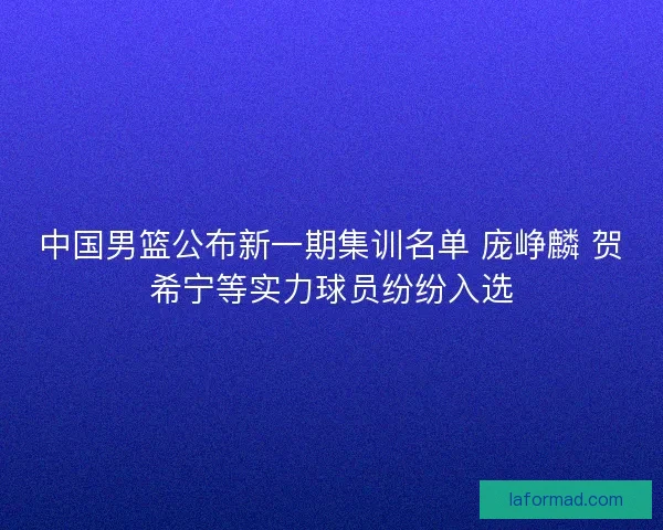 中国男篮公布新一期集训名单 庞峥麟 贺希宁等实力球员纷纷入选