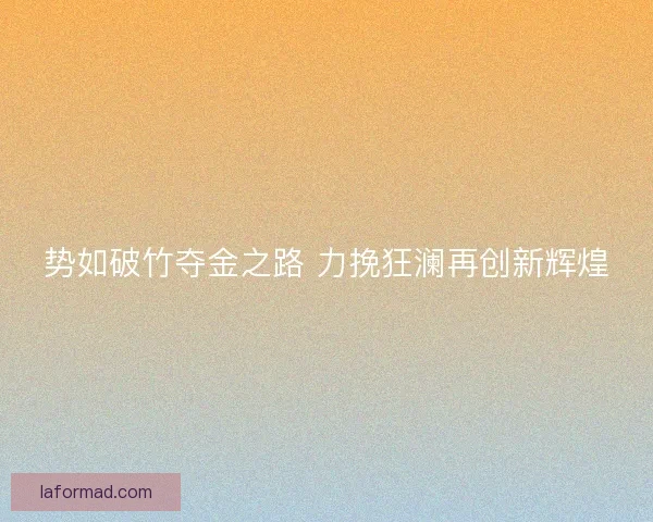 势如破竹夺金之路 力挽狂澜再创新辉煌